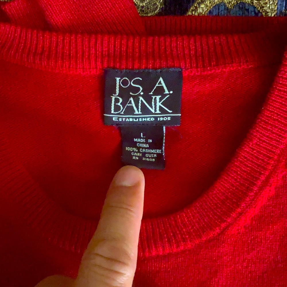 Men’s size large red cashmere sweater.